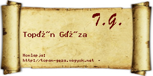 Topán Géza névjegykártya